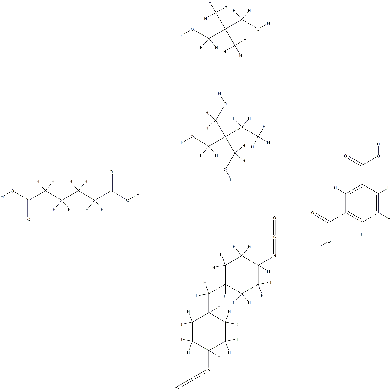 1,3-Benzenedicarboxylic acid, polymer with 2,2-dimethyl-1,3-propanediol, 2-ethyl-2-(hydroxymethyl)-1,3-propanediol, hexanedioic acid and 1,1'-methylenebis[4-isocyanatocyclohexane] Struktur