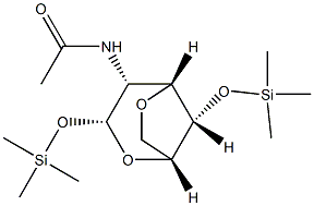 2-Acetylamino-3,6-anhydro-1-O,4-O-bis(trimethylsilyl)-2-deoxy-α-D-glucopyranose Struktur