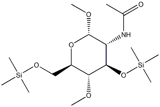 Methyl 2-(acetylamino)-4-O-methyl-3-O,6-O-bis(trimethylsilyl)-2-deoxy-α-D-glucopyranoside Struktur