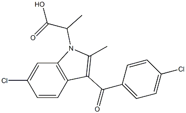 3-(p-Chlorobenzoyl)-6-chloro-α,2-dimethyl-1H-indole-1-acetic acid Struktur