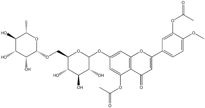 3',5-Di(acetyloxy)-7-[[6-O-(6-deoxy-α-L-mannopyranosyl)-β-D-glucopyranosyl]oxy]-4'-methoxyflavone Struktur