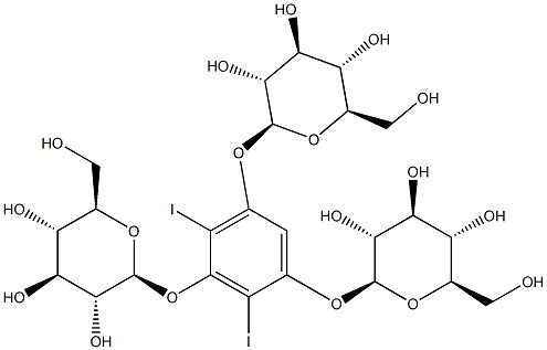 1,3,5-Tris(β-D-glucopyranosyloxy)-2,4-diiodobenzene Struktur