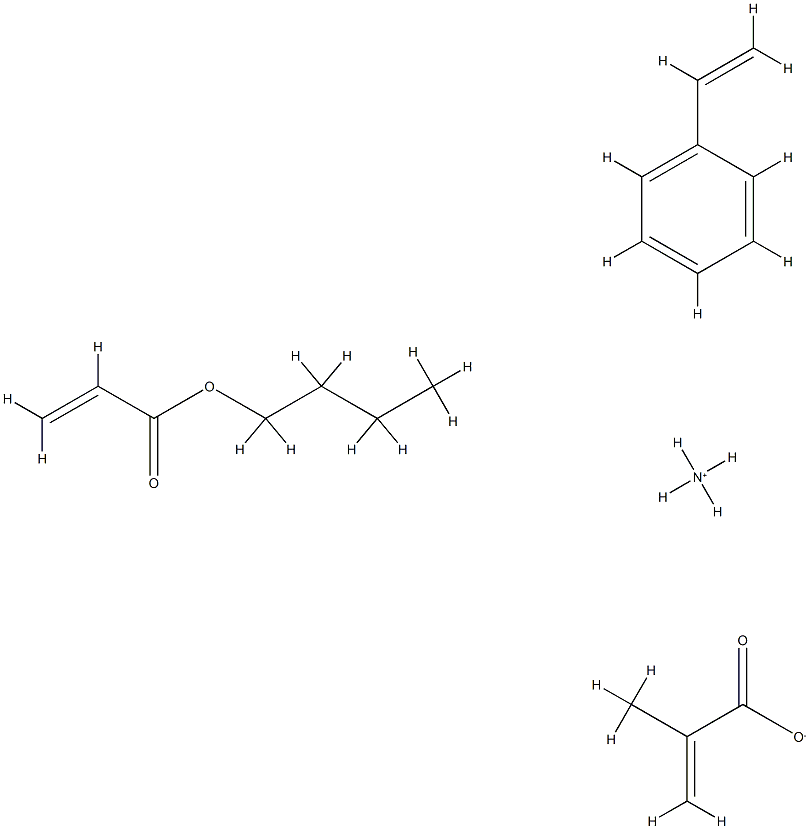 2-Propenoic acid, 2-methyl-, polymer with butyl 2-propenoate and ethenylbenzene, ammonium salt Struktur