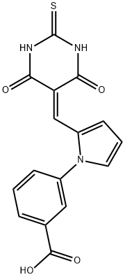 3-{2-[(4,6-dioxo-2-thioxotetrahydro-5(2H)-pyrimidinylidene)methyl]-1H-pyrrol-1-yl}benzoic acid Struktur