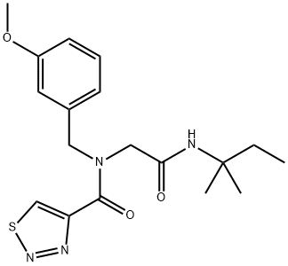 1,2,3-Thiadiazole-4-carboxamide,N-[2-[(1,1-dimethylpropyl)amino]-2-oxoethyl]-N-[(3-methoxyphenyl)methyl]-(9CI) Struktur