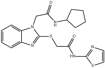 1H-Benzimidazole-1-acetamide,N-cyclopentyl-2-[[2-oxo-2-(2-thiazolylamino)ethyl]thio]-(9CI) Struktur