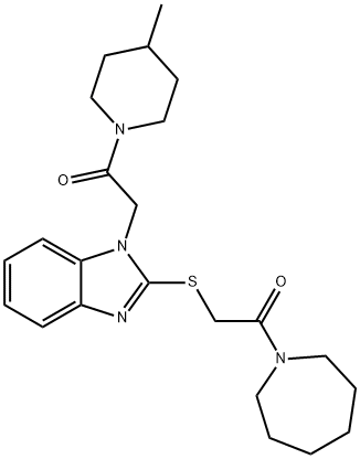 1H-Azepine,hexahydro-1-[[[1-[2-(4-methyl-1-piperidinyl)-2-oxoethyl]-1H-benzimidazol-2-yl]thio]acetyl]-(9CI) Struktur