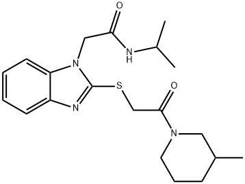 1H-Benzimidazole-1-acetamide,N-(1-methylethyl)-2-[[2-(3-methyl-1-piperidinyl)-2-oxoethyl]thio]-(9CI) Struktur