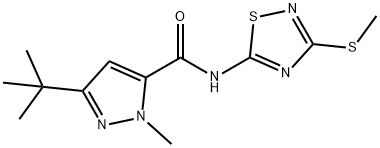 1H-Pyrazole-5-carboxamide,3-(1,1-dimethylethyl)-1-methyl-N-[3-(methylthio)-1,2,4-thiadiazol-5-yl]-(9CI) Struktur