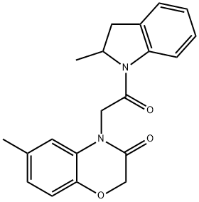 1H-Indole,1-[(2,3-dihydro-6-methyl-3-oxo-4H-1,4-benzoxazin-4-yl)acetyl]-2,3-dihydro-2-methyl-(9CI) Struktur