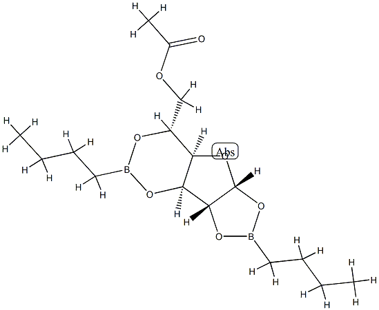 D-glucofuranose cyclic 1,2-3,5 bis(butylboronate)-6-acetate Struktur