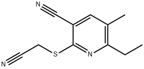 3-Pyridinecarbonitrile,2-[(cyanomethyl)thio]-6-ethyl-5-methyl-(9CI) Struktur