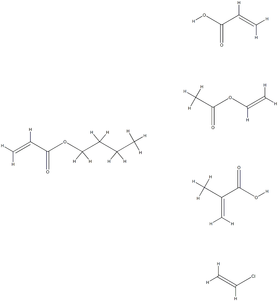 2-Propenoic acid, 2-methyl-, polymer with butyl 2-propenoate, chloroethene, ethenyl acetate and 2-propenoic acid Struktur