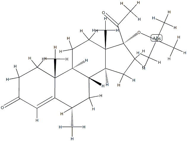 6α-Methyl-17-(trimethylsiloxy)pregn-4-ene-3,20-dione Struktur