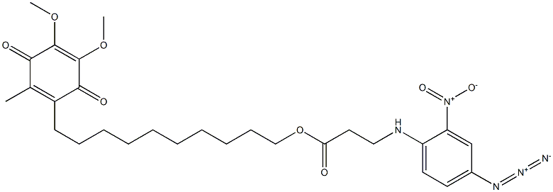 2,3-dimethoxy-5-methyl-6-(10-(4-(azido-2-nitroanilinopropionoxy))decyl)-1,4-benzoquinone Struktur