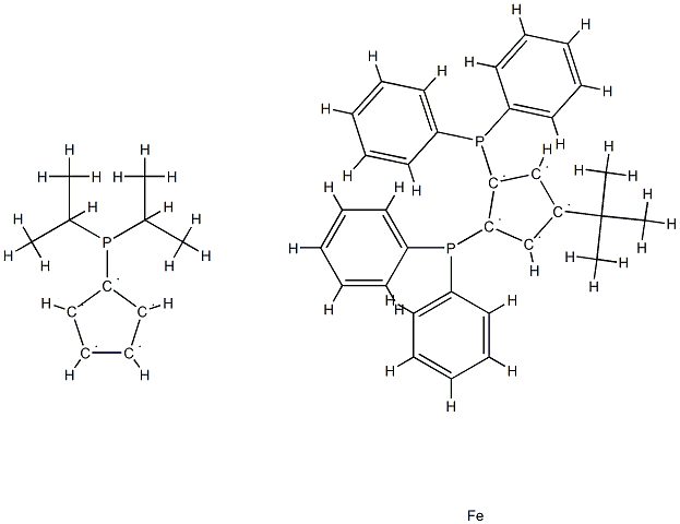 4-(t-Butyl)-1,2-bis(diphenylphosphino)-1'-(di-i-propylphosphino)ferrocene, 98% HiersoPHOS-4 Struktur