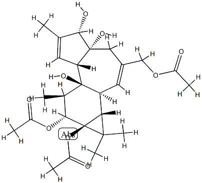 (1aR)-3-(Acetyloxy)methyl-1aα,1bβ,4,4a,5,7aα,7b,8,9,9a-decahydro-1,1,6,8α-tetramethyl-1H-cyclopropa[3,4]benz[1,2-e]azulene-4aβ,5β,7bα,9β,9aα-pentol 9,9a-diacetate Struktur