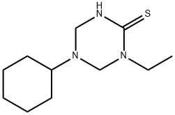 1,3,5-Triazine-2(1H)-thione,5-cyclohexyl-1-ethyltetrahydro-(9CI) Struktur