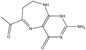 2-amino-4-oxo-6-acetyl-7,8-dihydro-3H,9H-pyrimidodiazepine Struktur