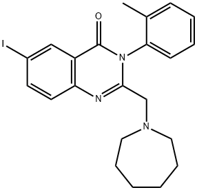 2-homopiperidino-methyl-3-(2-tolyl)-4-(3H)-6-iodoquinazolone Struktur