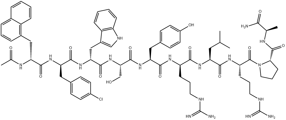 LHRH, N-Ac-naphthyl(1)-(4-Cl-Phe)(2)-Trp(3)-Arg(6)-Ala(10)- Struktur