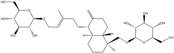 [(E)-5-[[(1R,4aβ)-Decahydro-5β-[(β-D-glucopyranosyloxy)methyl]-5,8aα-dimethyl-2-methylenenaphthalen]-1α-yl]-3-methyl-2-pentenyl]β-D-glucopyranoside Struktur