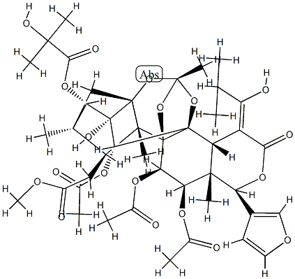 11α,12α-Bis(acetyloxy)-15-[(Z)-1-hydroxy-2-methylpropylidene]phragmalin 30-acetate 3-(2-hydroxy-2-methylpropionate) Struktur