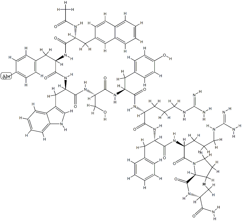 LHRH, (N)-Ac-3(2-naphthyl)Ala(1)-(4-Cl-Phe)(2)-Trp(3)-Arg(6)-Phe(7)-AlaNH2(10)- Struktur