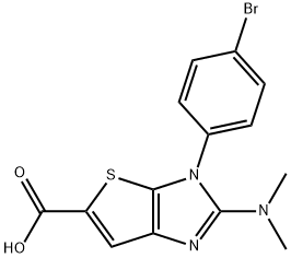 3-(4-bromophenyl)-2-(dimethylamino)-3H-thieno[2,3-d]imidazole-5-carboxylic acid Struktur