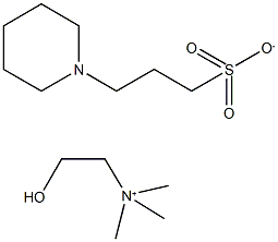 2-Hydroxy-N,N,N-trimethylethanaminium 3-(piperidin-1-yl)propane-1-sulfonate Struktur