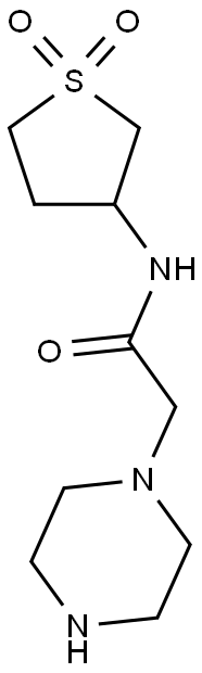 N-(1,1-dioxo-1$l^{6}-thiolan-3-yl)-2-(piperazin-1-yl)acetamide Struktur