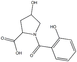 4-hydroxy-1-(2-hydroxybenzoyl)pyrrolidine-2-carboxylic acid Struktur