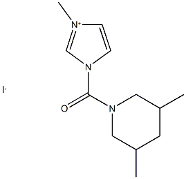 1-[(3,5-dimethylpiperidin-1-yl)carbonyl]-3-methyl-1H-imidazol-3-ium iodide Struktur