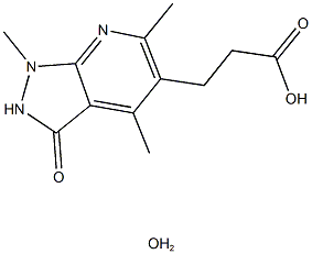 3-(1,4,6-trimethyl-3-oxo-2,3-dihydro-1H-pyrazolo[3,4-b]pyridin-5-yl)propanoic acid hydrate Struktur