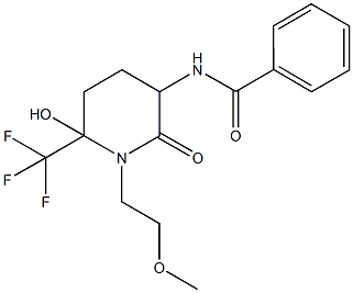 N-[6-hydroxy-1-(2-methoxyethyl)-2-oxo-6-(trifluoromethyl)piperidin-3-yl]benzamide Struktur