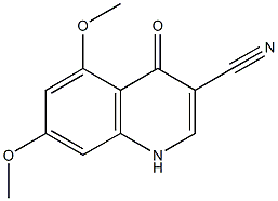 5,7-dimethoxy-4-oxo-1,4-dihydroquinoline-3-carbonitrile Struktur