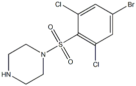 1-[(4-bromo-2,6-dichlorobenzene)sulfonyl]piperazine Struktur