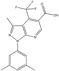 1-(3,5-dimethylphenyl)-3-methyl-4-(trifluoromethyl)-1H-pyrazolo[3,4-b]pyridine-5-carboxylic acid Struktur