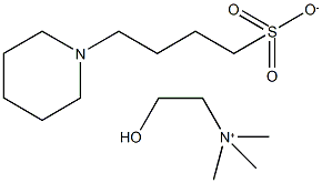 2-Hydroxy-N,N,N-trimethylethanaminium 4-(piperidin-1-yl)butane-1-sulfonate Struktur