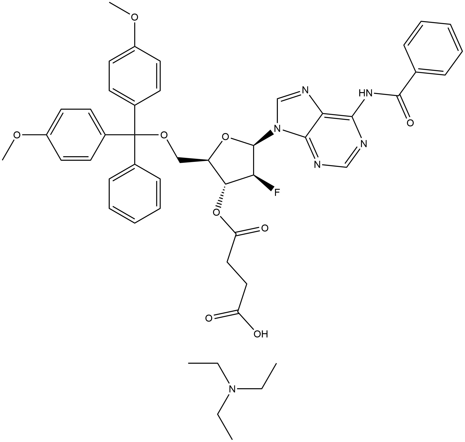 DMTr-2'-F-dA(Bz)-3'-succinate, TEA salt Struktur