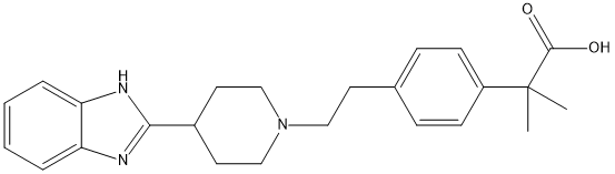 2-(4-(2-(4-(1H-benzo[d]imidazol-2-yl)piperidin-1-yl)ethyl)phenyl)-2-methylpropanoic acid Struktur