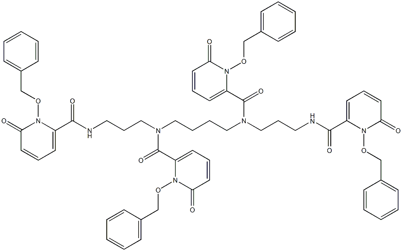 N,N'-(butane-1,4-diyl)bis(1-(benzyloxy)-N-(3-(1-(benzyloxy)-6-oxo-1,6-dihydropyridine-2-carboxamido)propyl)-6-oxo-1,6-dihydropyridine-2-carboxamide) Struktur