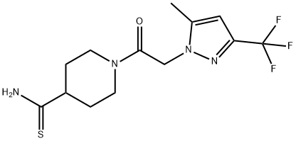 1-[2-[5-Methyl-3-(trifluoromethyl)-1H-pyrazol-1-yl]acetyl]-4-piperidinecarbothioamide Struktur