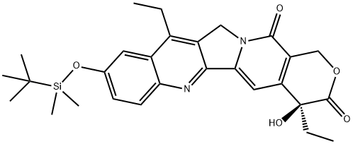 (4S)-9-[[(1,1-Dimethylethyl)dimethylsilyl]oxy]-4,11-diethyl-4-hydroxy-1H-pyrano[3',4':6,7]indolizino[1,2-b]quinoline-3,14(4H,12H)-dione Struktur