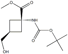 methyl cis-1-{[(tert-butoxy)carbonyl]amino}-3-(hydroxymethyl)cyclobutane-1-carboxylate Struktur