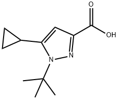 1-tert-butyl-5-cyclopropyl-1H-pyrazole-3-carboxylic acid Struktur