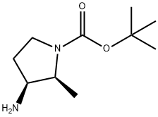 1-Pyrrolidinecarboxylic acid, 3-amino-2-methyl-, 1,1-dimethylethyl ester, (2S,3S)- Struktur