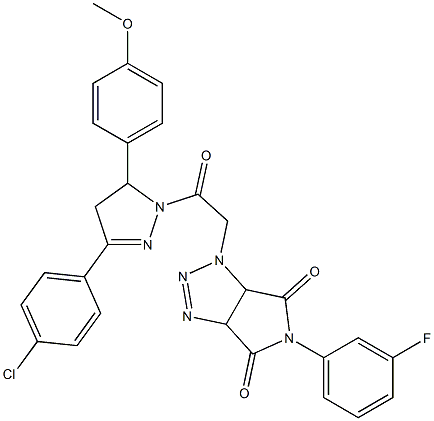 1-{2-[3-(4-chlorophenyl)-5-(4-methoxyphenyl)-4,5-dihydro-1H-pyrazol-1-yl]-2-oxoethyl}-5-(3-fluorophenyl)-3a,6a-dihydropyrrolo[3,4-d][1,2,3]triazole-4,6(1H,5H)-dione Struktur