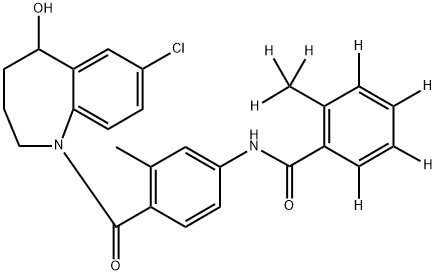 N-[4-(7-chloro-5-hydroxy-2,3,4,5-tetrahydro-1-benzazepine-1-carbonyl)-3-methylphenyl]-2,3,4,5-tetradeuterio-6-(trideuteriomethyl)benzamide Struktur