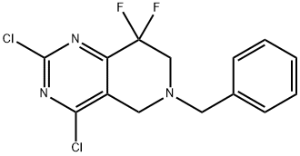 6-Benzyl-2,4-dichloro-8,8-difluoro-5,6,7,8-tetrahydropyrido[4,3-d]pyrimidine hydrochloride Struktur